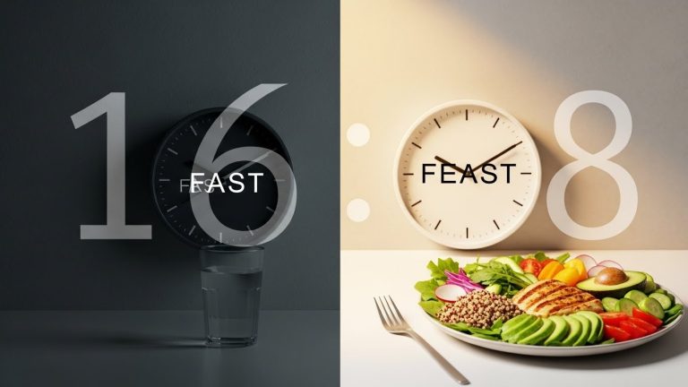 A conceptual illustration of the fasting and eating windows in Intermittent Fasting 16/8.