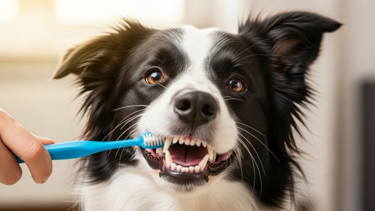 A happy dog with healthy teeth, illustrating the goal of this pet dental care guide.