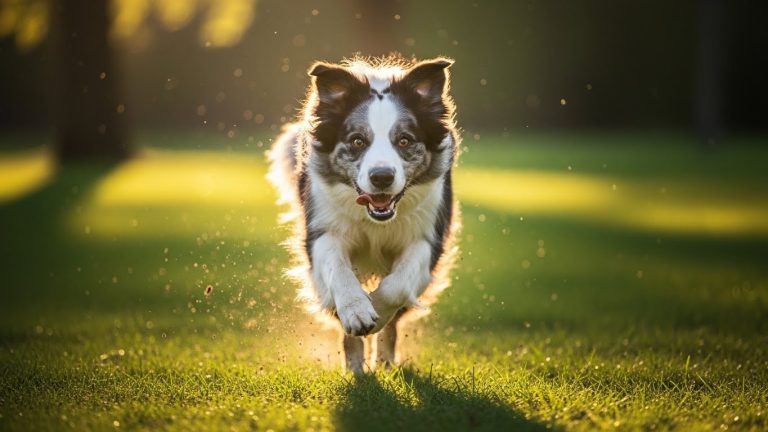 A dog sprinting back to its owner, demonstrating the success of reliable recall training.