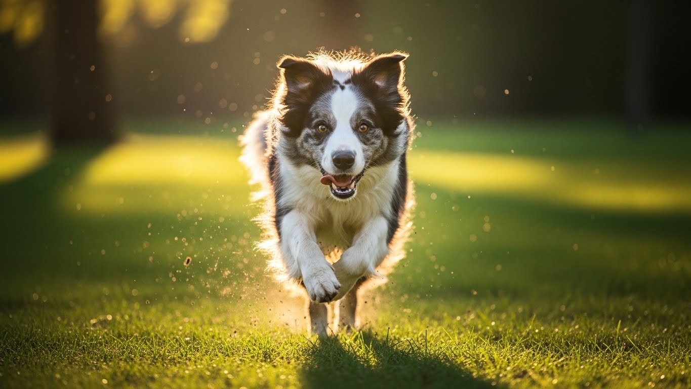A dog sprinting back to its owner, demonstrating the success of reliable recall training.