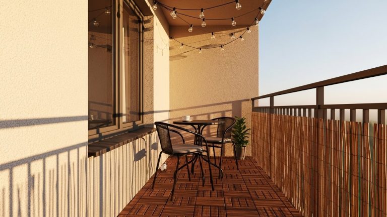 A completed outdoor oasis showcasing the best small balcony makeover ideas on a budget.