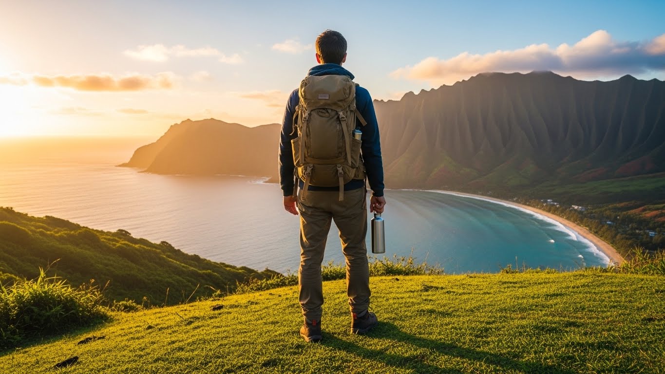 A traveler enjoying nature responsibly, representing the goal of this sustainable travel guide.