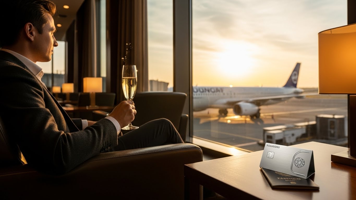 A traveler enjoying luxury perks, representing the rewards of travel hacking for beginners.