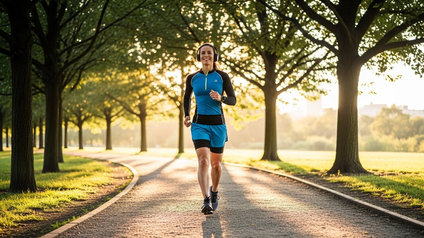 A motivated person enjoying a brisk walk, illustrating the joy of walking for weight loss.