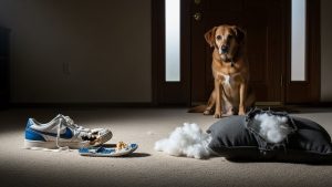 Identifying destructive behavior is the first step to cure dog separation anxiety.