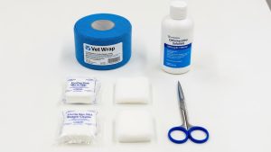 Stocking proper wound supplies is the first step in gathering pet first aid kit essentials.