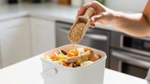 Bokashi bins are a sealed, odorless solution for figuring out how to start composting in an apartment.