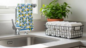 Switching to reusable cloth towels is a money-saving tip in this zero waste kitchen guide.