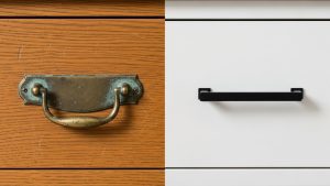 Upgrading hardware instantly increases value when learning how to flip furniture for profit.