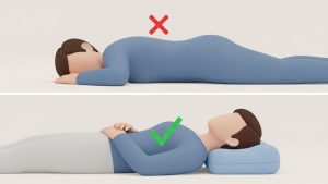 Correct sleeping position supports the spine while you work on how to fix tech neck.