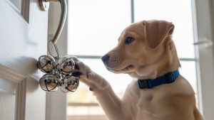 Bell training is an advanced communication tool for how to potty train a puppy fast.