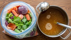 Making vegetable broth from scraps is a delicious way to learn how to reduce food waste.