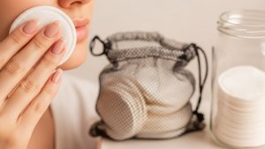 Reusable cotton rounds are eco-friendly zero waste bathroom swaps that replace single-use disposables.